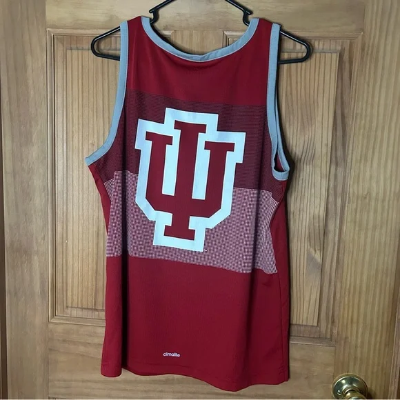Adidas Red and Gray Indiana Hoosiers Men's Tank Top - Picture 3 of 4
